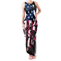 Personalized Dirt Bike Racing Family Matching Tank Maxi Dress and Hawaiian Shirt Shattered American Flag and Race Checkered Patch Graphic in Red White and Blue - Wonder Print Shop