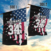 Personalized Dirt Bike Racing Garden Flag Shattered American Flag and Race Checkered Patch Graphic in Red White and Blue - Wonder Print Shop