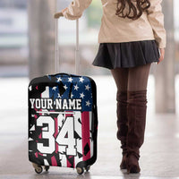 Personalized Dirt Bike Racing Luggage Cover Shattered American Flag and Race Checkered Patch Graphic in Red White and Blue - Wonder Print Shop