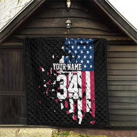 Personalized Dirt Bike Racing Quilt Shattered American Flag and Race Checkered Patch Graphic in Red White and Blue - Wonder Print Shop