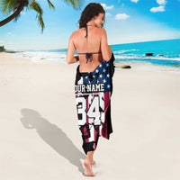 Personalized Dirt Bike Racing Sarong Shattered American Flag and Race Checkered Patch Graphic in Red White and Blue - Wonder Print Shop