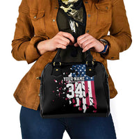 Personalized Dirt Bike Racing Shoulder Handbag Shattered American Flag and Race Checkered Patch Graphic in Red White and Blue - Wonder Print Shop