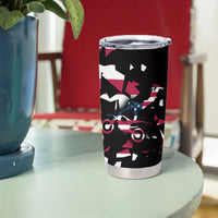 Personalized Dirt Bike Racing Tumbler Cup Shattered American Flag and Race Checkered Patch Graphic in Red White and Blue - Wonder Print Shop