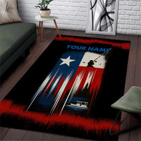 Texas Flag Fishing Area Rug with Silhouette Fisherman and Rustic Lake Scene in Red White Blue - Wonder Print Shop
