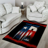 Texas Flag Fishing Area Rug with Silhouette Fisherman and Rustic Lake Scene in Red White Blue - Wonder Print Shop