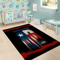 Texas Flag Fishing Area Rug with Silhouette Fisherman and Rustic Lake Scene in Red White Blue - Wonder Print Shop