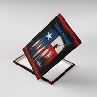 Texas Flag Fishing Canvas Wall Art with Silhouette Fisherman and Rustic Lake Scene in Red White Blue - Wonder Print Shop