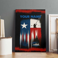 Texas Flag Fishing Canvas Wall Art with Silhouette Fisherman and Rustic Lake Scene in Red White Blue - Wonder Print Shop