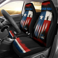 Texas Flag Fishing Car Seat Cover with Silhouette Fisherman and Rustic Lake Scene in Red White Blue - Wonder Print Shop