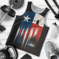 Texas Flag Fishing Men Tank Top with Silhouette Fisherman and Rustic Lake Scene in Red White Blue - Wonder Print Shop