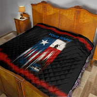 Texas Flag Fishing Quilt with Silhouette Fisherman and Rustic Lake Scene in Red White Blue - Wonder Print Shop
