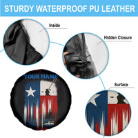 Texas Flag Fishing Spare Tire Cover with Silhouette Fisherman and Rustic Lake Scene in Red White Blue - Wonder Print Shop