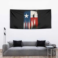 Texas Flag Fishing Tapestry with Silhouette Fisherman and Rustic Lake Scene in Red White Blue - Wonder Print Shop