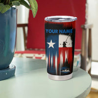 Texas Flag Fishing Tumbler Cup with Silhouette Fisherman and Rustic Lake Scene in Red White Blue - Wonder Print Shop