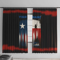 Texas Flag Fishing Window Curtain with Silhouette Fisherman and Rustic Lake Scene in Red White Blue - Wonder Print Shop