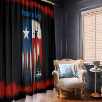Texas Flag Fishing Window Curtain with Silhouette Fisherman and Rustic Lake Scene in Red White Blue - Wonder Print Shop