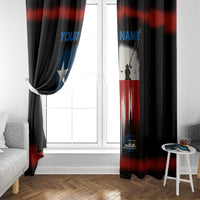 Texas Flag Fishing Window Curtain with Silhouette Fisherman and Rustic Lake Scene in Red White Blue - Wonder Print Shop