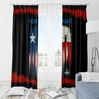 Texas Flag Fishing Window Curtain with Silhouette Fisherman and Rustic Lake Scene in Red White Blue - Wonder Print Shop