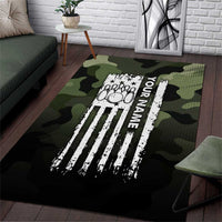 Camouflage Bowling Area Rug with Grunge American Flag and Pin Emblem in Military Green - Wonder Print Shop