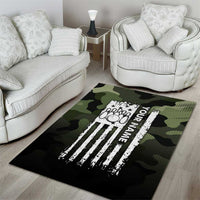 Camouflage Bowling Area Rug with Grunge American Flag and Pin Emblem in Military Green - Wonder Print Shop