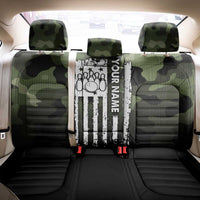 Camouflage Bowling Back Car Seat Cover with Grunge American Flag and Pin Emblem in Military Green - Wonder Print Shop