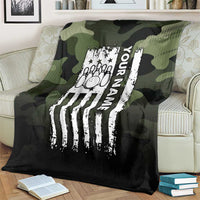 Camouflage Bowling Blanket with Grunge American Flag and Pin Emblem in Military Green - Wonder Print Shop