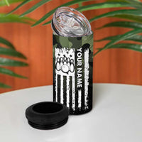 Camouflage Bowling 4 in 1 Can Cooler Tumbler with Grunge American Flag and Pin Emblem in Military Green - Wonder Print Shop