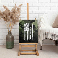 Camouflage Bowling Canvas Wall Art with Grunge American Flag and Pin Emblem in Military Green - Wonder Print Shop