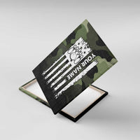 Camouflage Bowling Canvas Wall Art with Grunge American Flag and Pin Emblem in Military Green - Wonder Print Shop