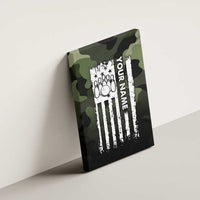 Camouflage Bowling Canvas Wall Art with Grunge American Flag and Pin Emblem in Military Green - Wonder Print Shop