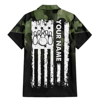 Camouflage Bowling Family Matching Mermaid Dress and Hawaiian Shirt with Grunge American Flag and Pin Emblem in Military Green - Wonder Print Shop