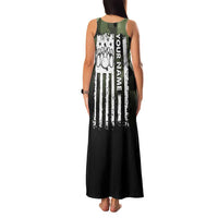 Camouflage Bowling Family Matching Tank Maxi Dress and Hawaiian Shirt with Grunge American Flag and Pin Emblem in Military Green - Wonder Print Shop