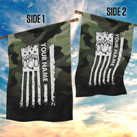 Camouflage Bowling Garden Flag with Grunge American Flag and Pin Emblem in Military Green - Wonder Print Shop