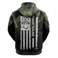 Camouflage Bowling Hoodie with Grunge American Flag and Pin Emblem in Military Green - Wonder Print Shop