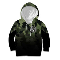 Camouflage Bowling Kid Hoodie with Grunge American Flag and Pin Emblem in Military Green - Wonder Print Shop