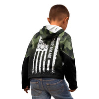 Camouflage Bowling Kid Hoodie with Grunge American Flag and Pin Emblem in Military Green - Wonder Print Shop