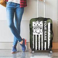 Camouflage Bowling Luggage Cover with Grunge American Flag and Pin Emblem in Military Green - Wonder Print Shop