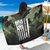 Camouflage Bowling Sarong with Grunge American Flag and Pin Emblem in Military Green - Wonder Print Shop