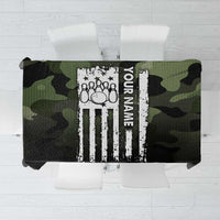 Camouflage Bowling Tablecloth with Grunge American Flag and Pin Emblem in Military Green - Wonder Print Shop