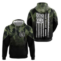 Camouflage Bowling Zip Hoodie with Grunge American Flag and Pin Emblem in Military Green - Wonder Print Shop