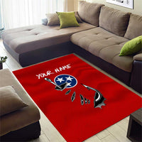 Tennessee Flag Fishing Area Rug with Ripped Hook Graphic and Triple Star Symbol in Red and Blue - Wonder Print Shop