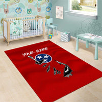 Tennessee Flag Fishing Area Rug with Ripped Hook Graphic and Triple Star Symbol in Red and Blue - Wonder Print Shop