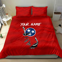Tennessee Flag Fishing Bedding Set with Ripped Hook Graphic and Triple Star Symbol in Red and Blue - Wonder Print Shop
