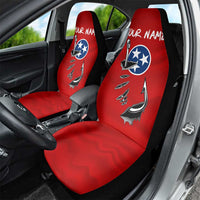 Tennessee Flag Fishing Car Seat Cover with Ripped Hook Graphic and Triple Star Symbol in Red and Blue - Wonder Print Shop