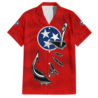 Tennessee Flag Fishing Family Matching Tank Maxi Dress and Hawaiian Shirt with Ripped Hook Graphic and Triple Star Symbol in Red and Blue - Wonder Print Shop