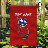 Tennessee Flag Fishing Garden Flag with Ripped Hook Graphic and Triple Star Symbol in Red and Blue - Wonder Print Shop