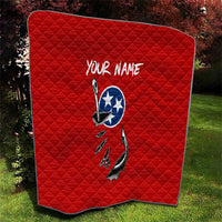 Tennessee Flag Fishing Quilt with Ripped Hook Graphic and Triple Star Symbol in Red and Blue - Wonder Print Shop