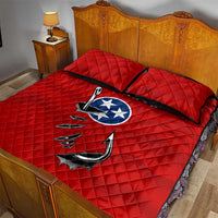 Tennessee Flag Fishing Quilt Bed Set with Ripped Hook Graphic and Triple Star Symbol in Red and Blue - Wonder Print Shop