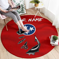 Tennessee Flag Fishing Round Carpet with Ripped Hook Graphic and Triple Star Symbol in Red and Blue - Wonder Print Shop