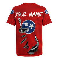 Tennessee Flag Fishing Rugby Jersey with Ripped Hook Graphic and Triple Star Symbol in Red and Blue - Wonder Print Shop